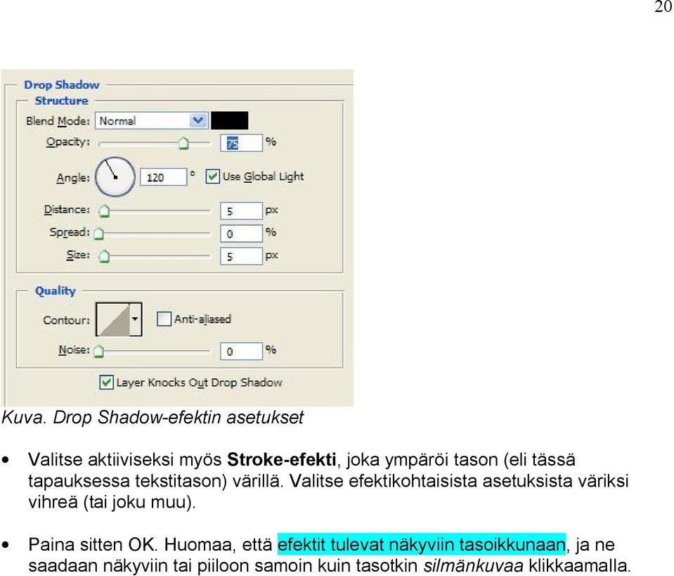 (eli tässä tapauksessa tekstitason) värillä.