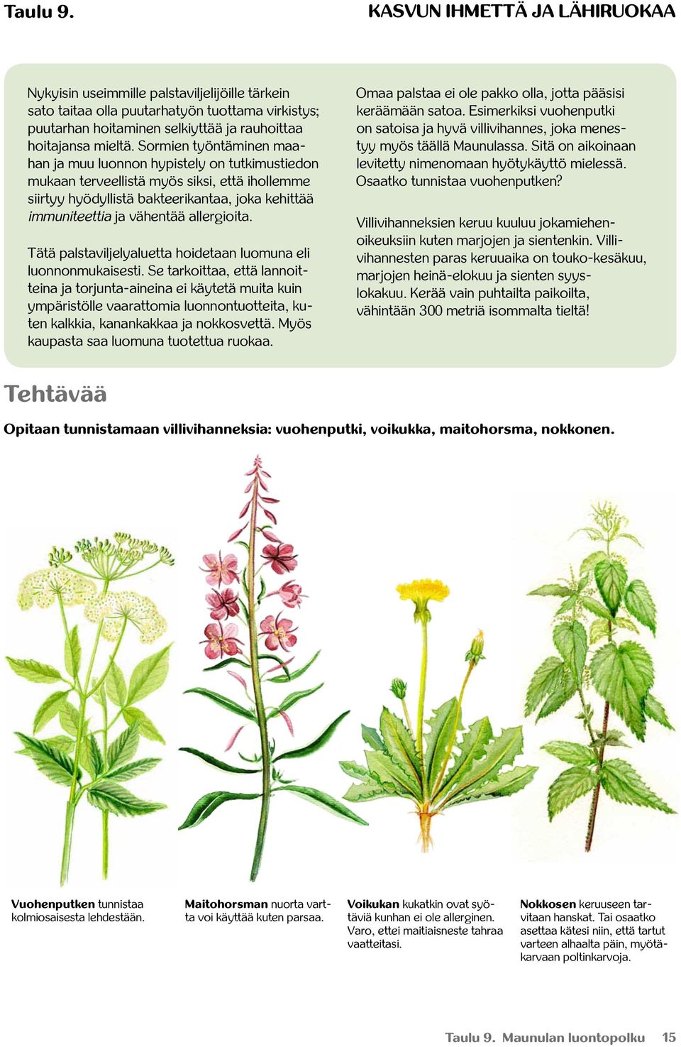 allergioita. Tätä palstaviljelyaluetta hoidetaan luomuna eli luonnonmukaisesti.