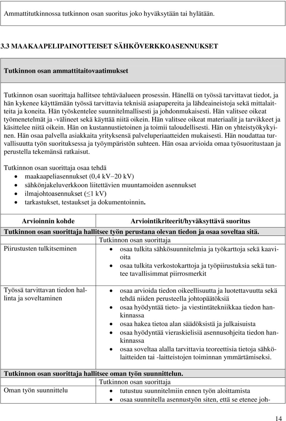 Hän työskentelee suunnitelmallisesti ja johdonmukaisesti. Hän valitsee oikeat työmenetelmät ja -välineet sekä käyttää niitä oikein.