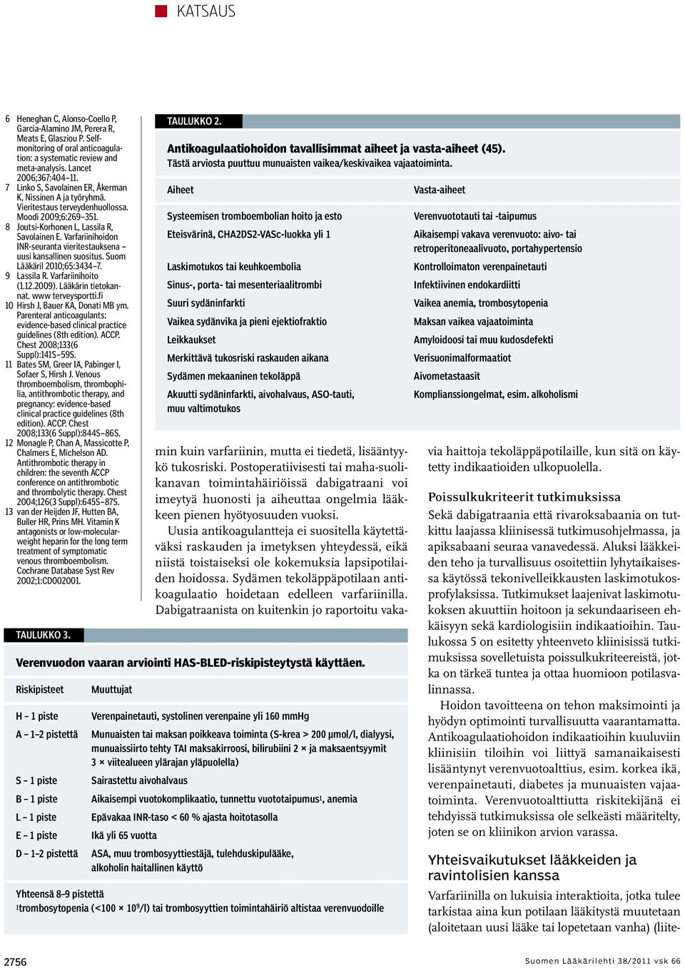 Varfariinihoidon INR-seuranta vieritestauksena uusi kansallinen suositus. Suom Lääkäril 2010;65:3434 7. 9 Lassila R. Varfariinihoito (1.12.2009). Lääkärin tietokannat. www terveysportti.