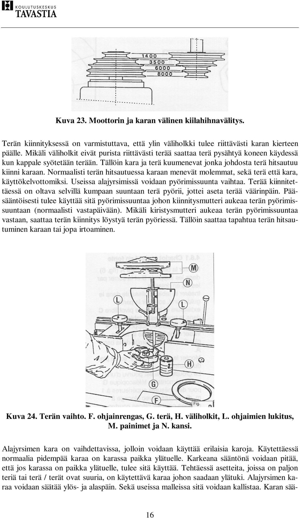 Normaalisti terän hitsautuessa karaan menevät molemmat, sekä terä että kara, käyttökelvottomiksi. Useissa alajyrsimissä voidaan pyörimissuunta vaihtaa.