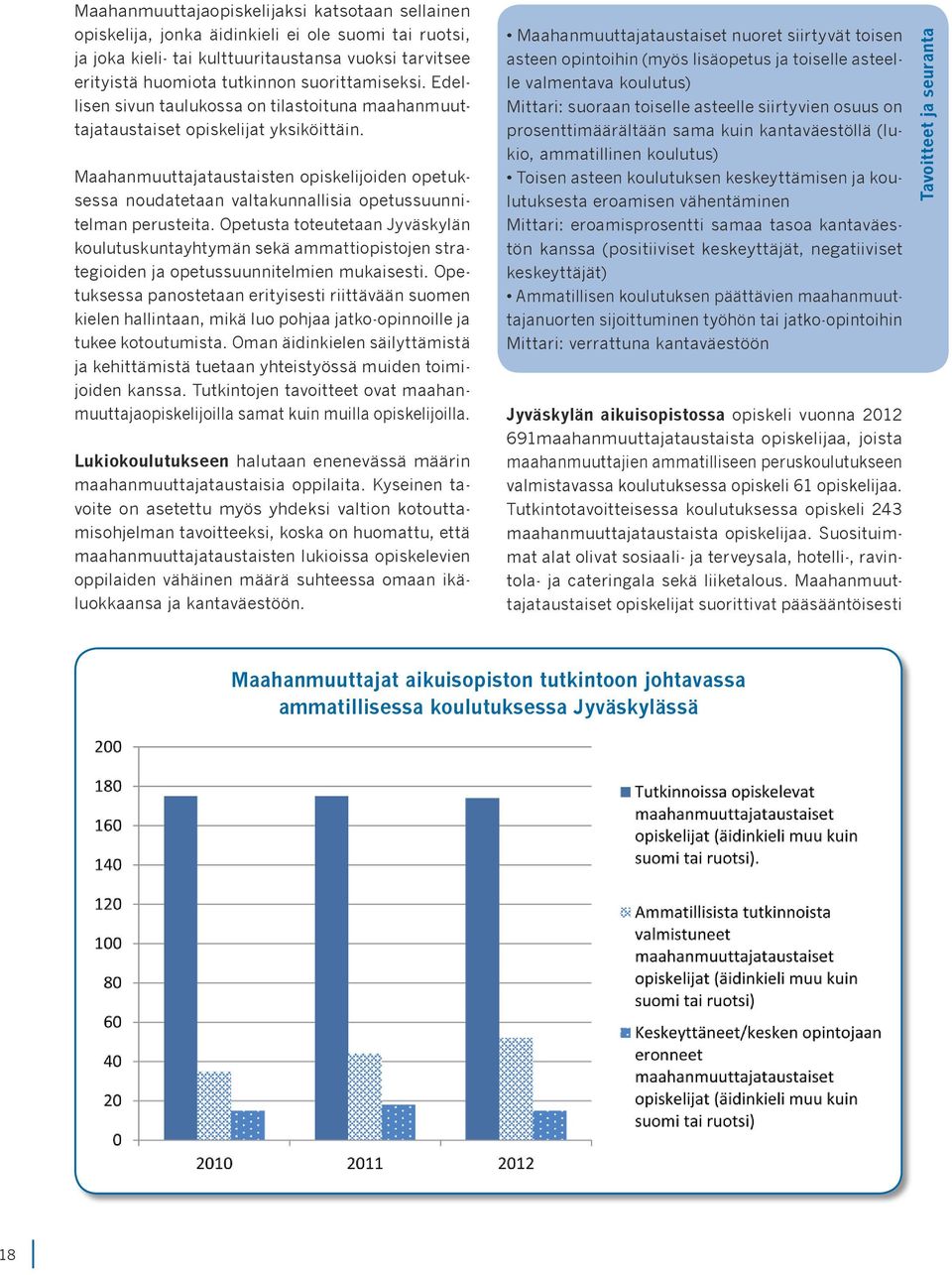 Maahanmuuttajataustaisten opiskelijoiden opetuksessa noudatetaan valtakunnallisia opetussuunnitelman perusteita.