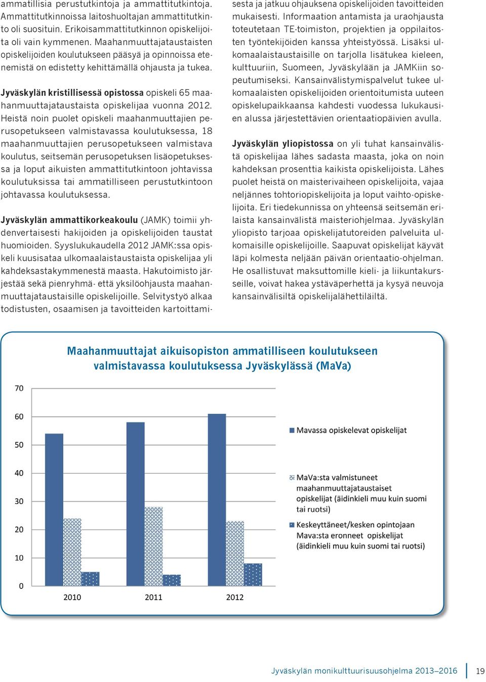 Jyväskylän kristillisessä opistossa opiskeli 65 maahanmuuttajataustaista opiskelijaa vuonna 2012.