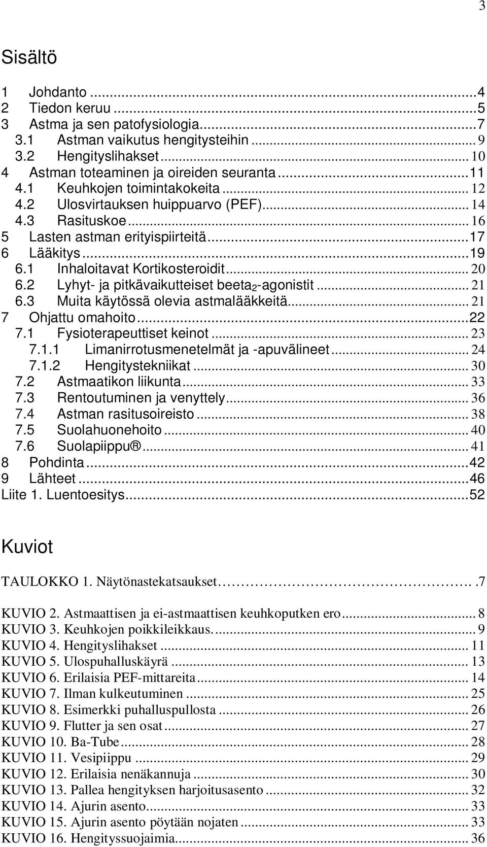 2 Lyhyt- ja pitkävaikutteiset beeta 2 -agonistit... 21 6.3 Muita käytössä olevia astmalääkkeitä... 21 7 Ohjattu omahoito... 22 7.1 Fysioterapeuttiset keinot... 23 7.1.1 Limanirrotusmenetelmät ja -apuvälineet.