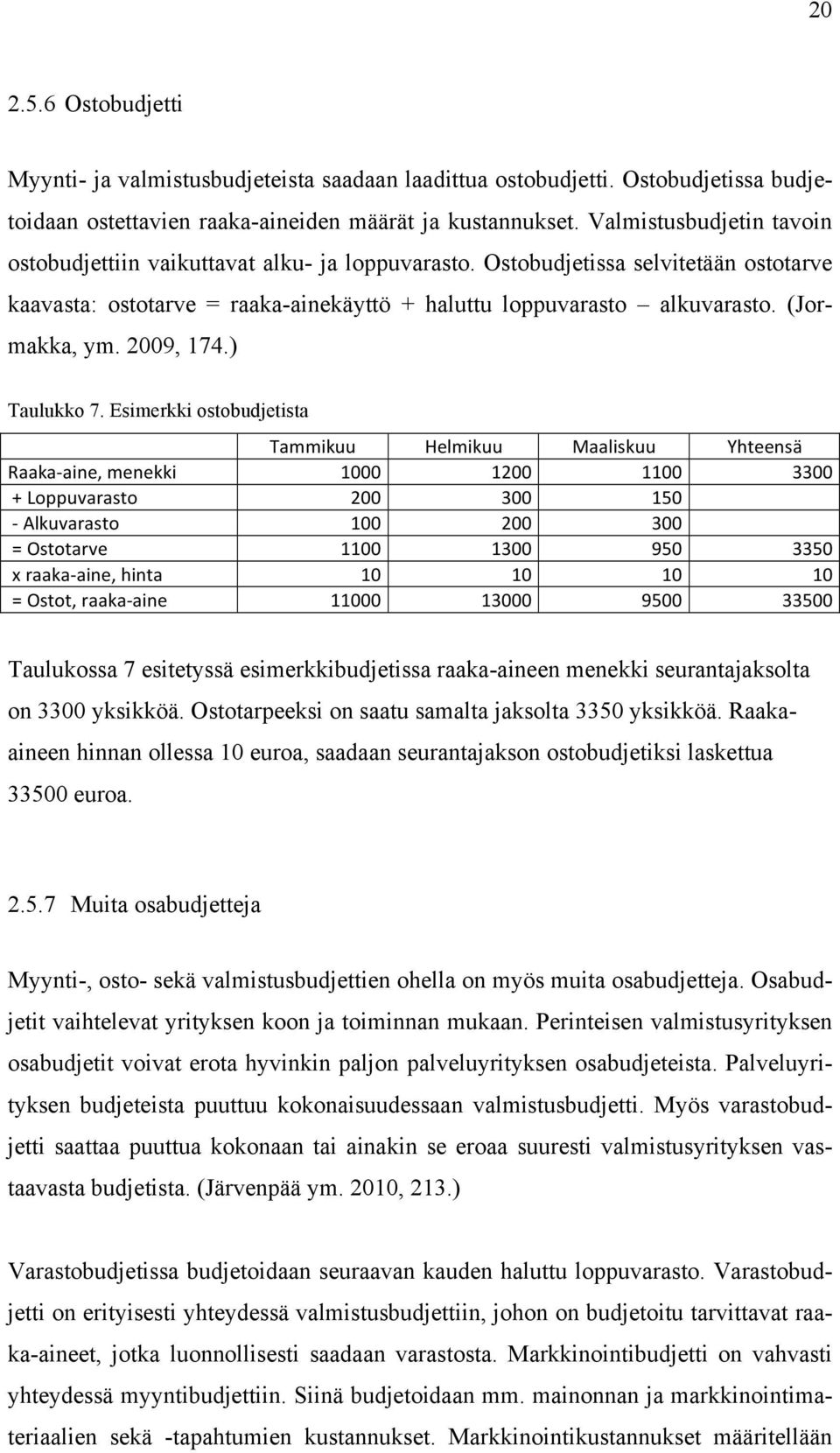 (Jormakka, ym. 2009, 174.) Taulukko 7.