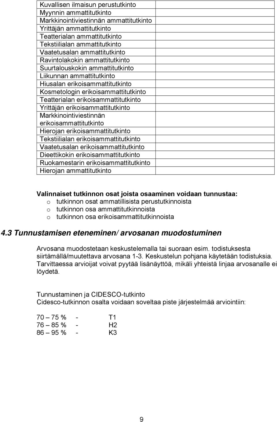 erikoisammattitutkinto Yrittäjän erikoisammattitutkinto Markkinointiviestinnän erikoisammattitutkinto Hierojan erikoisammattitutkinto Tekstiilialan erikoisammattitutkinto Vaatetusalan