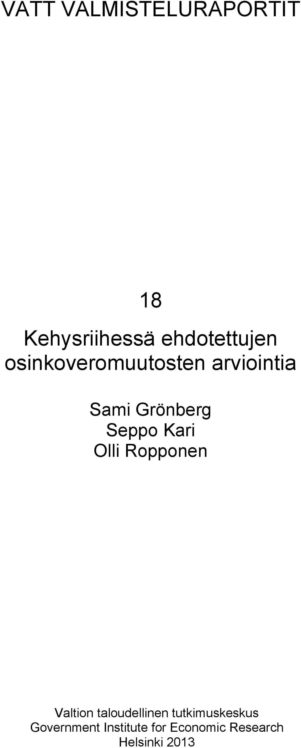 Kari Olli Ropponen Valtion taloudellinen