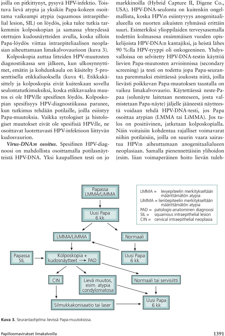 kudosnäytteiden avulla, koska silloin Papa-löydös viittaa intraepiteliaalisen neoplasian aiheuttamaan limakalvovaurioon (kuva 3).