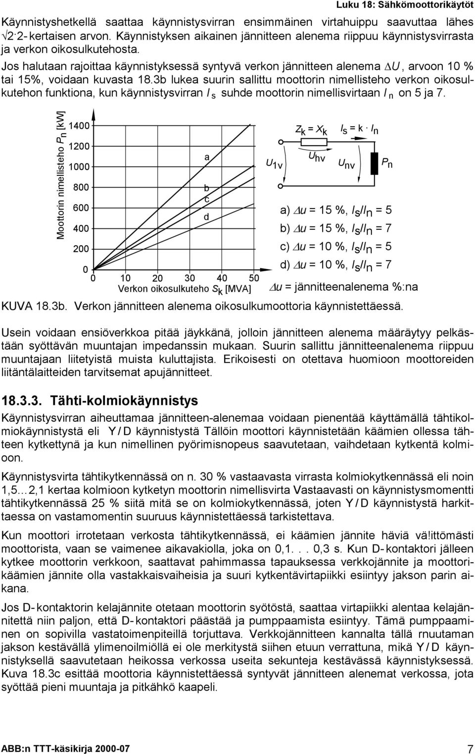 3b lukea suuri sallittu moottori imellisteho verko oikosulkuteho fuktioa, ku käyistysvirra I s suhde moottori imellisvirtaa I o 5 ja 7.