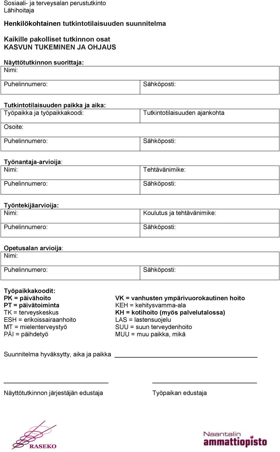 päivähoito PT = päivätoiminta TK = terveyskeskus ESH = erikoissairaanhoito MT = mielenterveystyö PÄI = päihdetyö VK = vanhusten ympärivuorokautinen hoito KEH = kehitysvamma-ala KH =