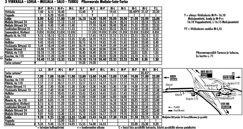 43 18.15 20.14 20.14 21.15 22.14 23.14 16.10 Vappulantietä, L 16.15 Maksjoentietä Muijala liittymä 24 8.40 9.40 11.40 11.40 17.10 18.40 20.40 20.40 21.35 22.35 23.35 Saukkolan liittymä 21 8.55 9.