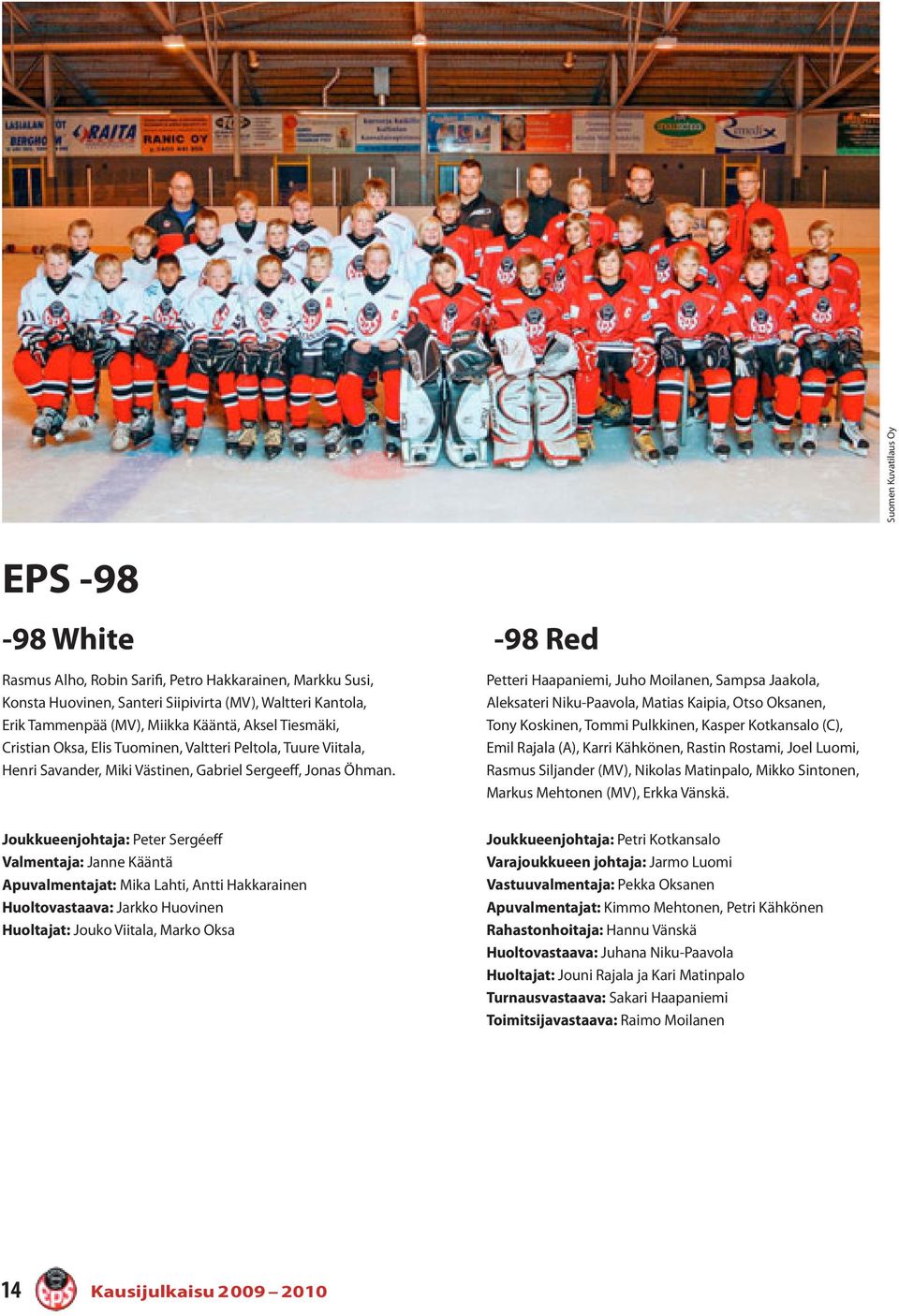 -98 Red Petteri Haapaniemi, Juho Moilanen, Sampsa Jaakola, Aleksateri Niku-Paavola, Matias Kaipia, Otso Oksanen, Tony Koskinen, Tommi Pulkkinen, Kasper Kotkansalo (C), Emil Rajala (A), Karri