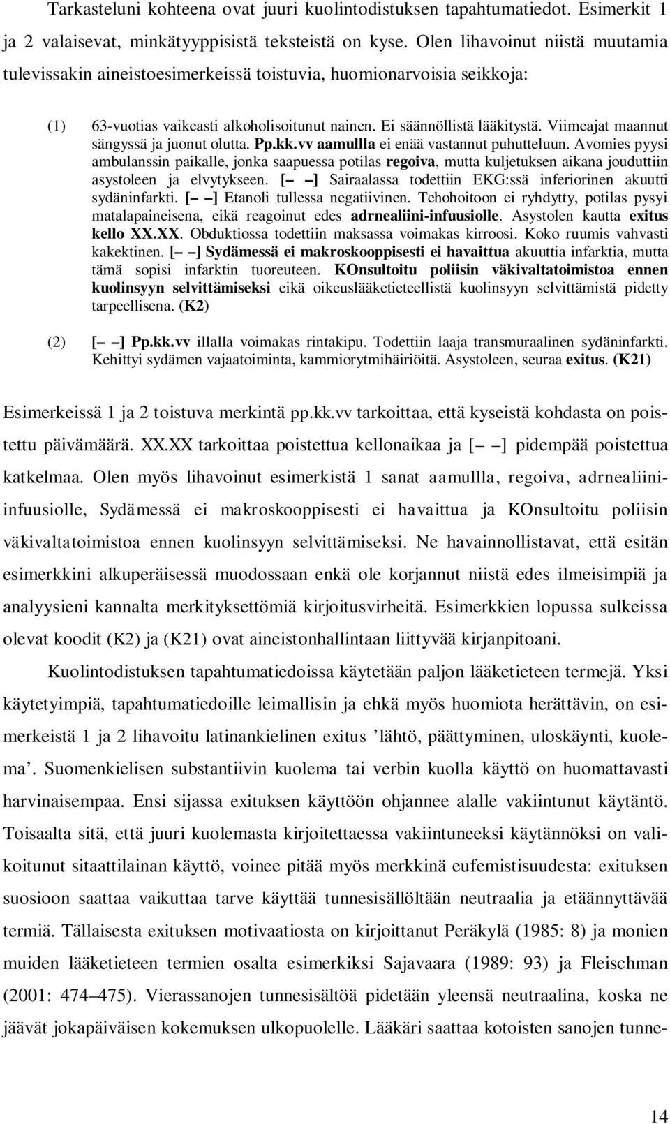 Viimeajat maannut sängyssä ja juonut olutta. Pp.kk.vv aamullla ei enää vastannut puhutteluun.