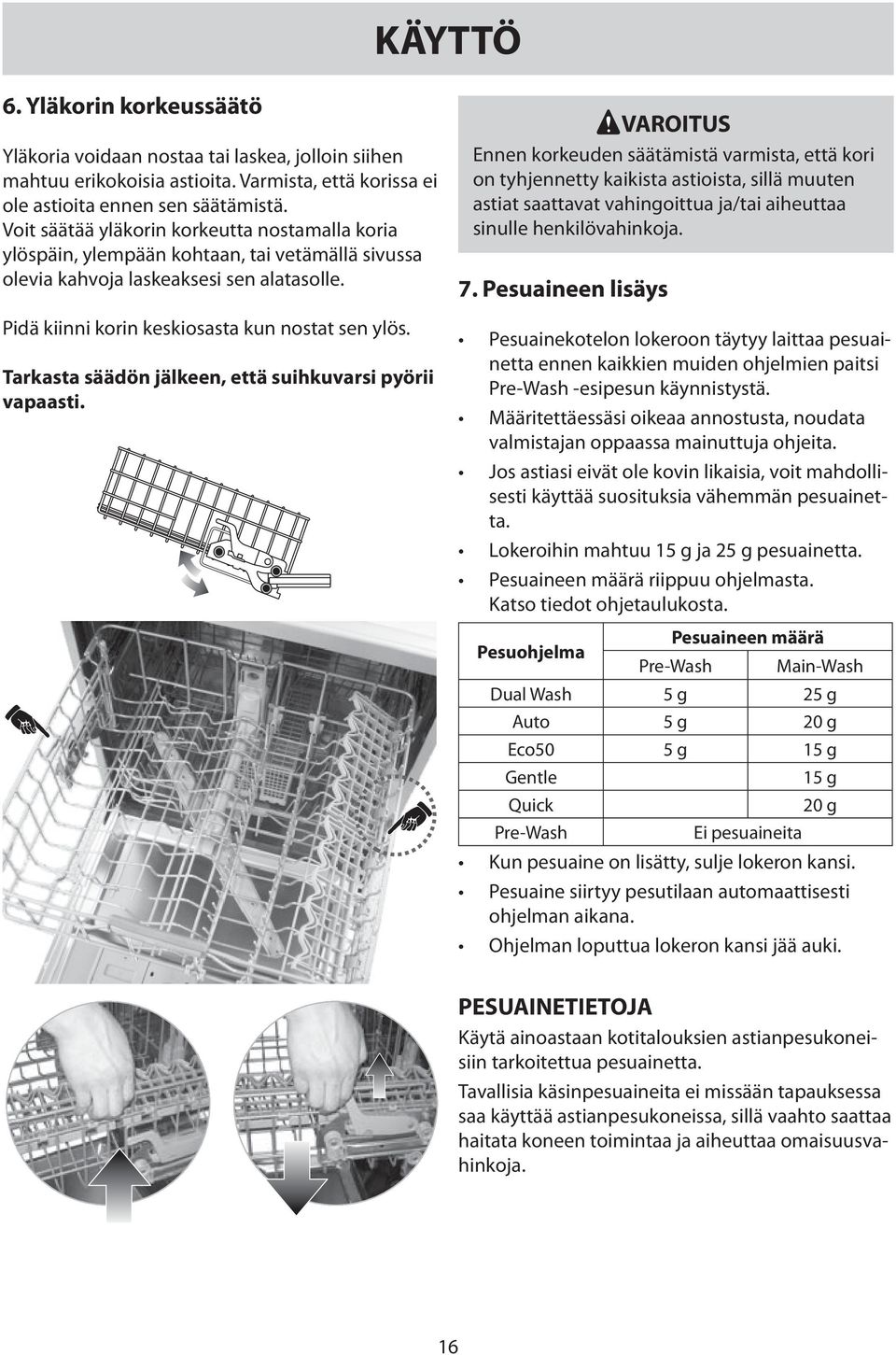 Tarkasta säädön jälkeen, että suihkuvarsi pyörii vapaasti.