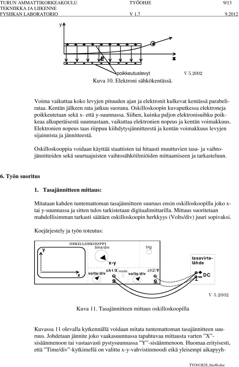 Siihen, kuinka paljon elektronisuihku poikkeaa alkuperäisestä suunnastaan, vaikuttaa elektronien nopeus ja kentän voimakkuus.