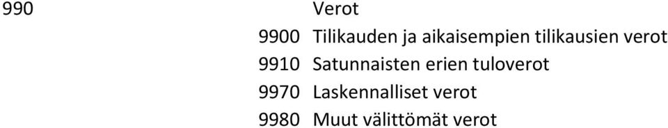 Satunnaisten erien tuloverot 9970