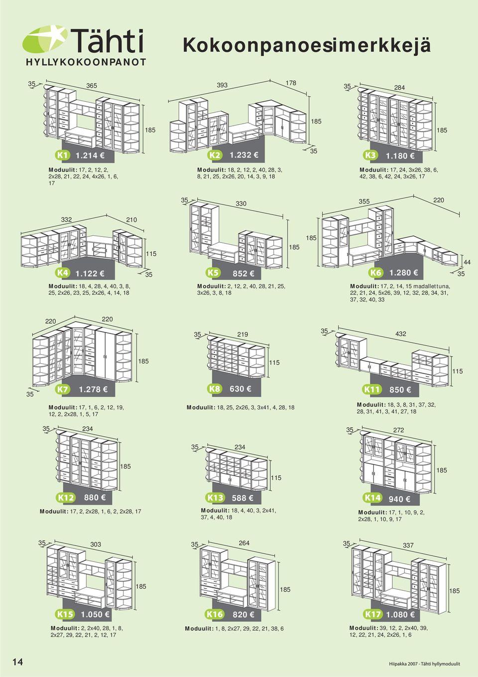 332 210 115 K4 1.122 K5 852 K6 Moduulit: 18, 4, 28, 4, 40, 3, 8, 25, 2x26, 23, 25, 2x26, 4, 14, 18 Moduulit: 2, 12, 2, 40, 28, 21, 25, 3x26, 3, 8, 18 1.