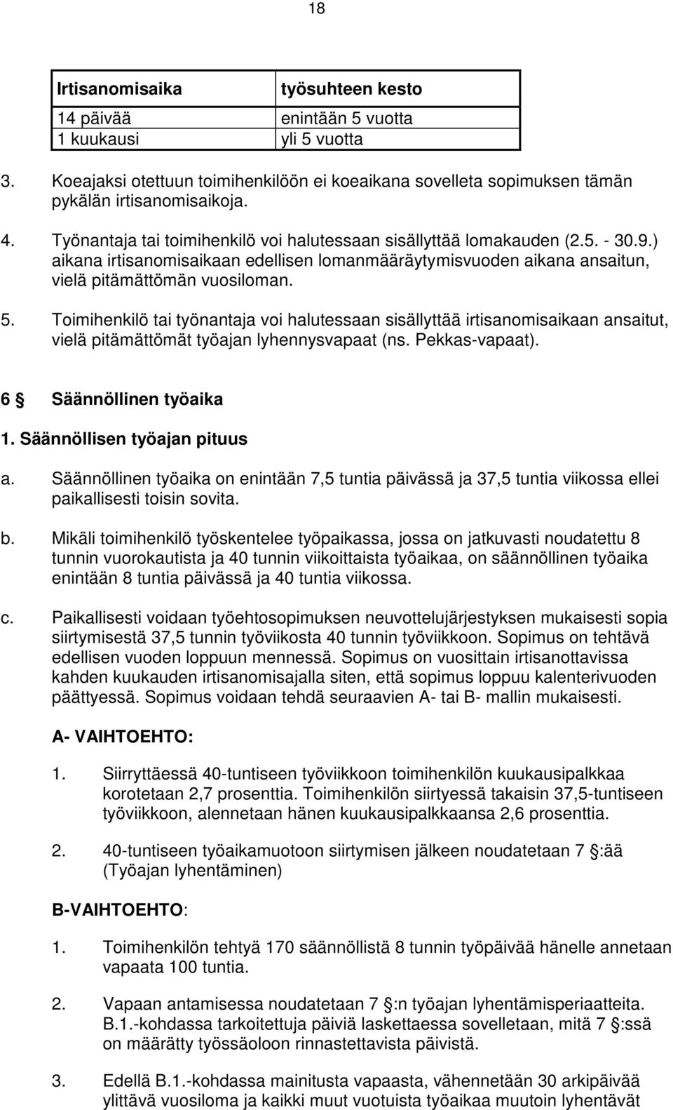 Toimihenkilö tai työnantaja voi halutessaan sisällyttää irtisanomisaikaan ansaitut, vielä pitämättömät työajan lyhennysvapaat (ns. Pekkas-vapaat). 6 Säännöllinen työaika 1.