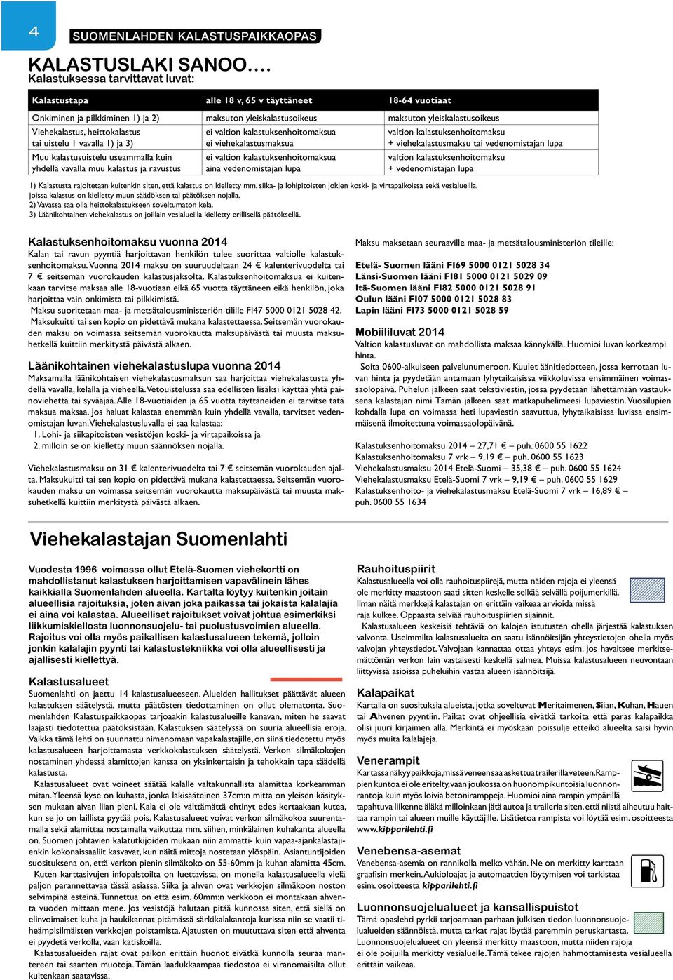 heittokalastus tai uistelu 1vavalla 1) ja 3) uu kalastusuistelu useammalla kuin yhdellä vavalla muu kalastus ja ravustus ei valtion kalastuksenhoitomaksua ei viehekalastusmaksua ei valtion