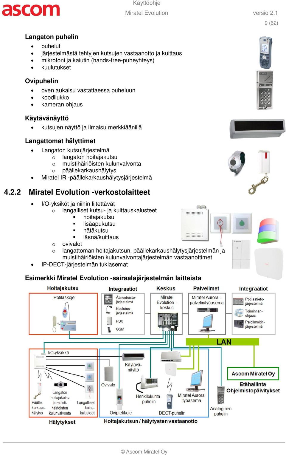 päällekarkaushälytys Miratel IR -päällekarkaushälytysjärjestelmä 4.2.2 Miratel Evolution -verkostolaitteet Miratel Evolution versio 2.