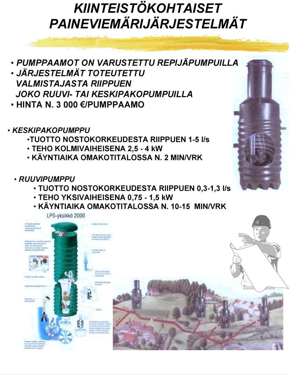 3 000 /PUMPPAAMO KESKIPAKOPUMPPU TUOTTO NOSTOKORKEUDESTA RIIPPUEN 1-5 l/s TEHO KOLMIVAIHEISENA 2,5-4 kw