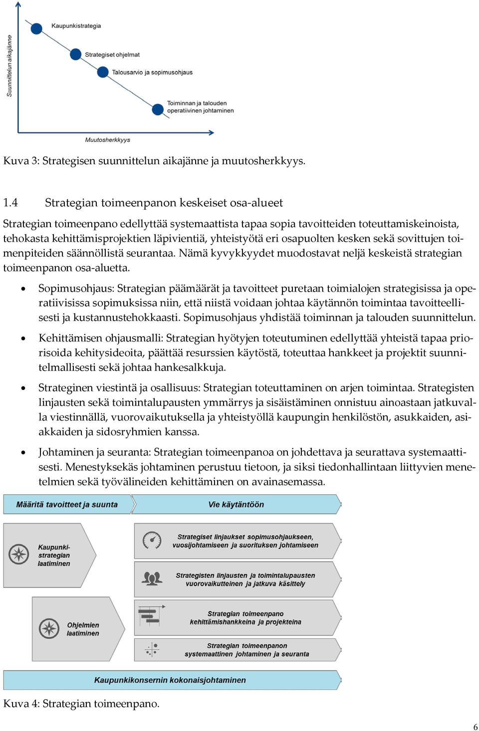 eri osapuolten kesken sekä sovittujen toimenpiteiden säännöllistä seurantaa. Nämä kyvykkyydet muodostavat neljä keskeistä strategian toimeenpanon osa-aluetta.