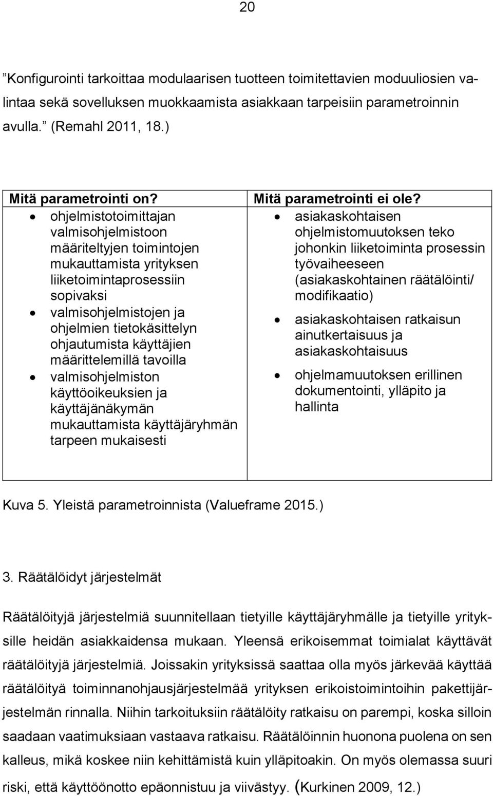 ohjelmistotoimittajan valmisohjelmistoon määriteltyjen toimintojen mukauttamista yrityksen liiketoimintaprosessiin sopivaksi valmisohjelmistojen ja ohjelmien tietokäsittelyn ohjautumista käyttäjien