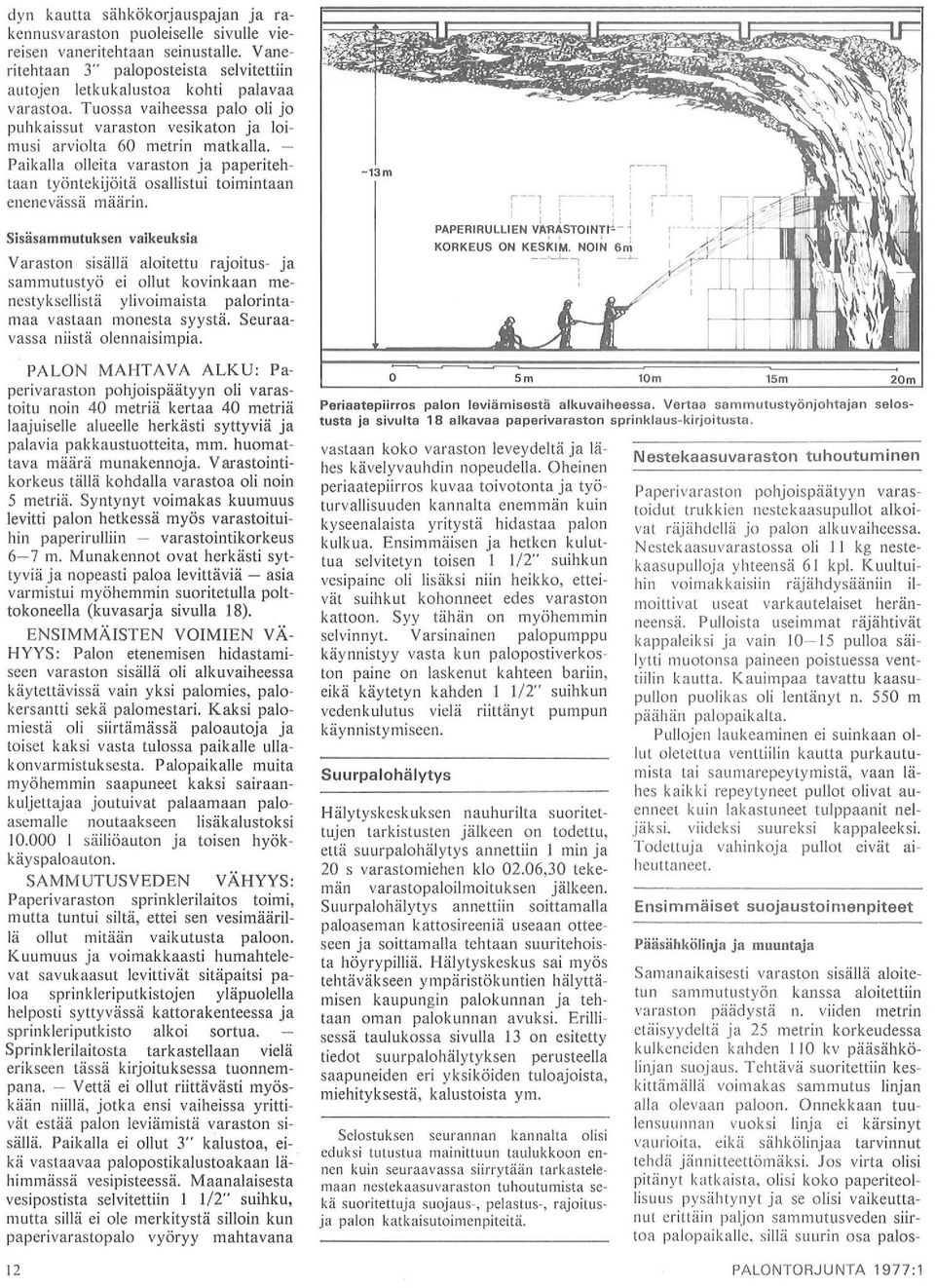 Sisäsammutuksen vaikeuksia Varaston sisällä aloitettu rajoltus- ja sammutustyö ei ollut kovinkaan menestyksellistä ylivoimaista palorintamaa vastaan monesta syystä. Seuraavassa niistä olennaisimpia.