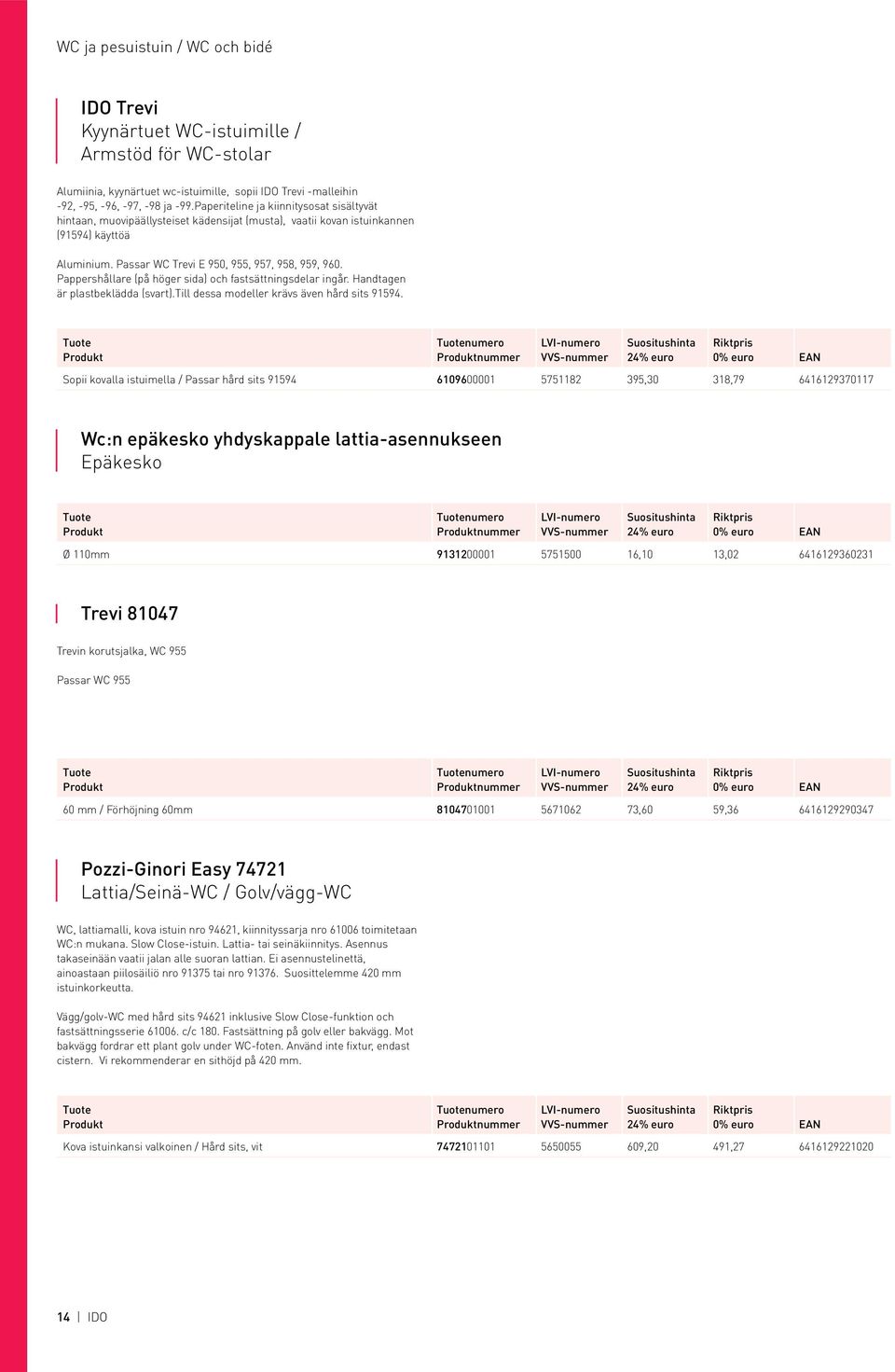 Pappershållare (på höger sida) och fastsättningsdelar ingår. Handtagen är plastbeklädda (svart).till dessa modeller krävs även hård sits 91594.