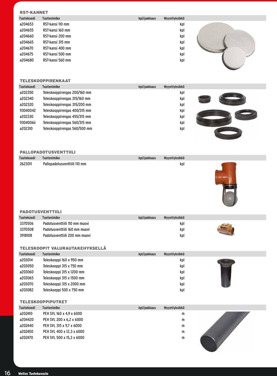 mm kpl a202330 Teleskooppirengas 455/315 mm kpl 9304006ii Teleskooppirengas 560/315 mm kpl a202310 Teleskooppirengas 560/500 mm kpl Pallopadotusventtiili 2623011 Pallopadotusventtiili 110 mm kpl