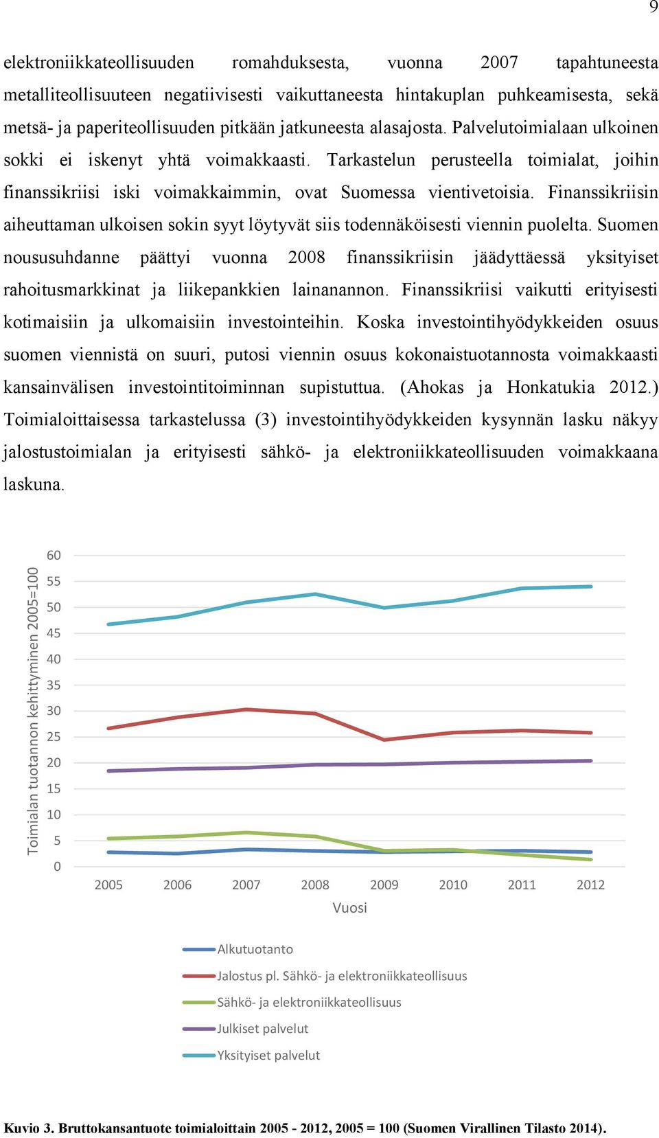 Tarkastelun perusteella toimialat, joihin finanssikriisi iski voimakkaimmin, ovat Suomessa vientivetoisia.