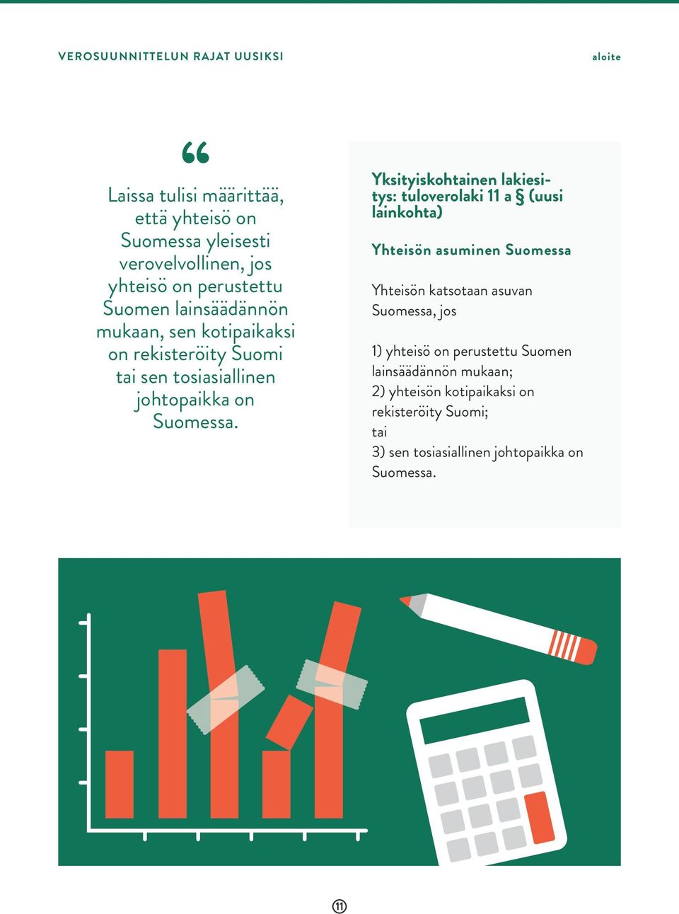 Yksityiskohtainen lakiesitys: tuloverolaki 11 a (uusi lainkohta) Yhteisön asuminen Suomessa Yhteisön katsotaan asuvan Suomessa, jos 1)