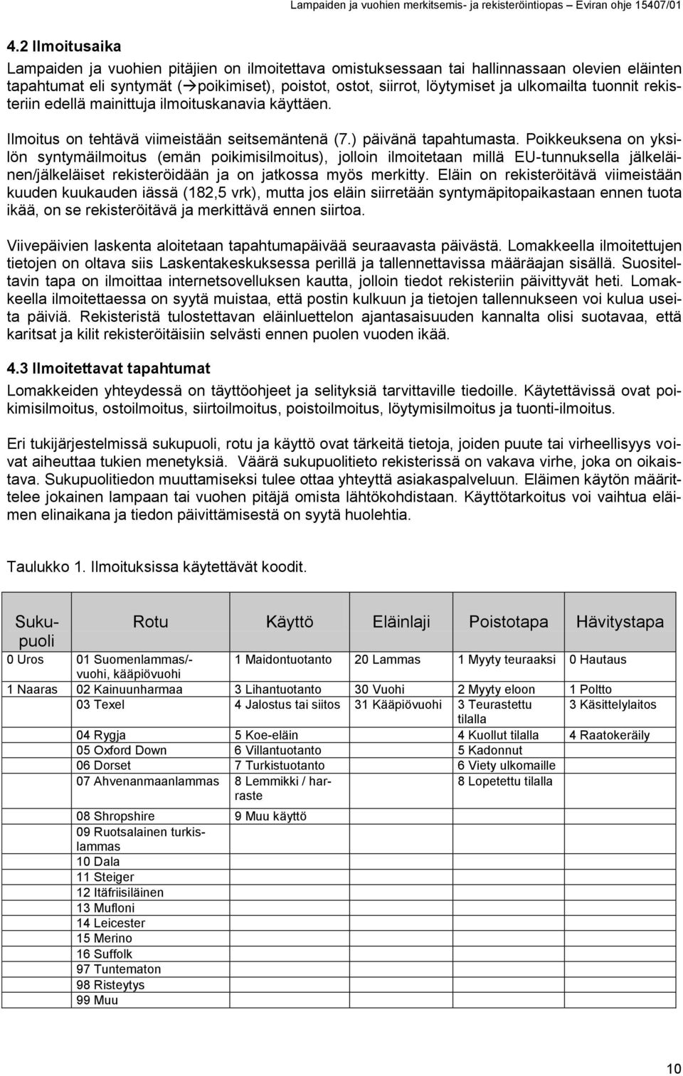 Poikkeuksena on yksilön syntymäilmoitus (emän poikimisilmoitus), jolloin ilmoitetaan millä EU-tunnuksella jälkeläinen/jälkeläiset rekisteröidään ja on jatkossa myös merkitty.