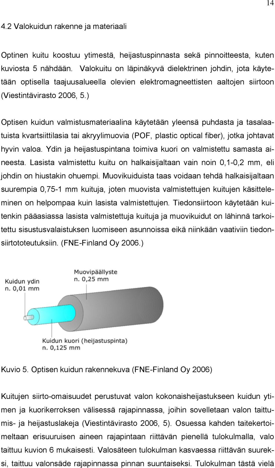 ) Optisen kuidun valmistusmateriaalina käytetään yleensä puhdasta ja tasalaatuista kvartsiittilasia tai akryylimuovia (POF, plastic optical fiber), jotka johtavat hyvin valoa.