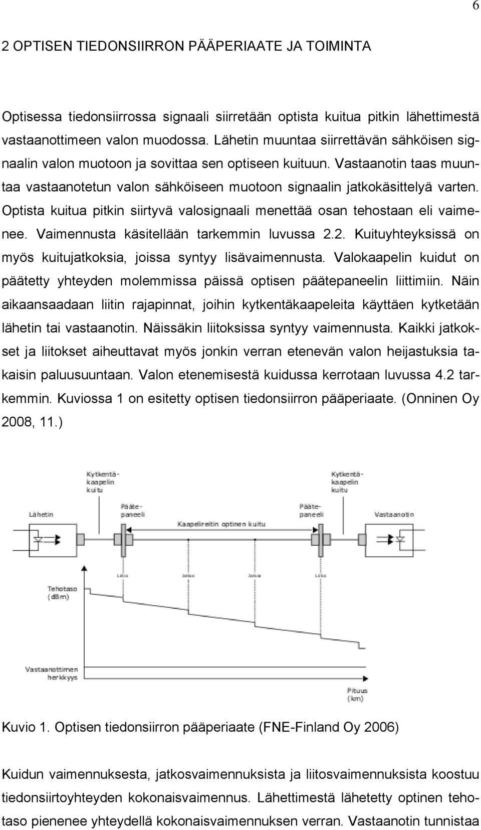 Optista kuitua pitkin siirtyvä valosignaali menettää osan tehostaan eli vaimenee. Vaimennusta käsitellään tarkemmin luvussa 2.2. Kuituyhteyksissä on myös kuitujatkoksia, joissa syntyy lisävaimennusta.