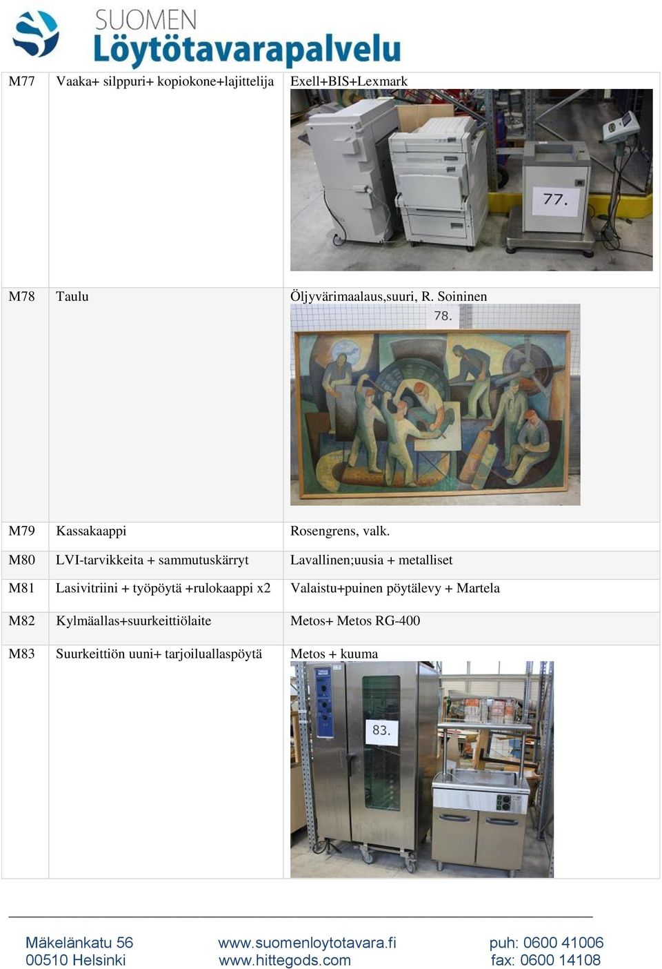 M80 LVI-tarvikkeita + sammutuskärryt Lavallinen;uusia + metalliset M81 Lasivitriini + työpöytä