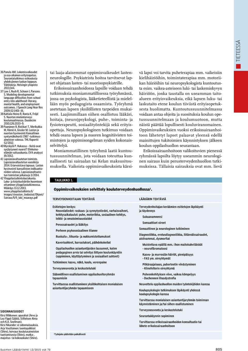 J Speech Lang Hear Res 2009;52:1401 16. 38 Kaltiala-Heino R, Ranta K, Fröjd S. Nuorten mielenterveys koulumaailmassa. Duodecim 2010;126:2033 9.