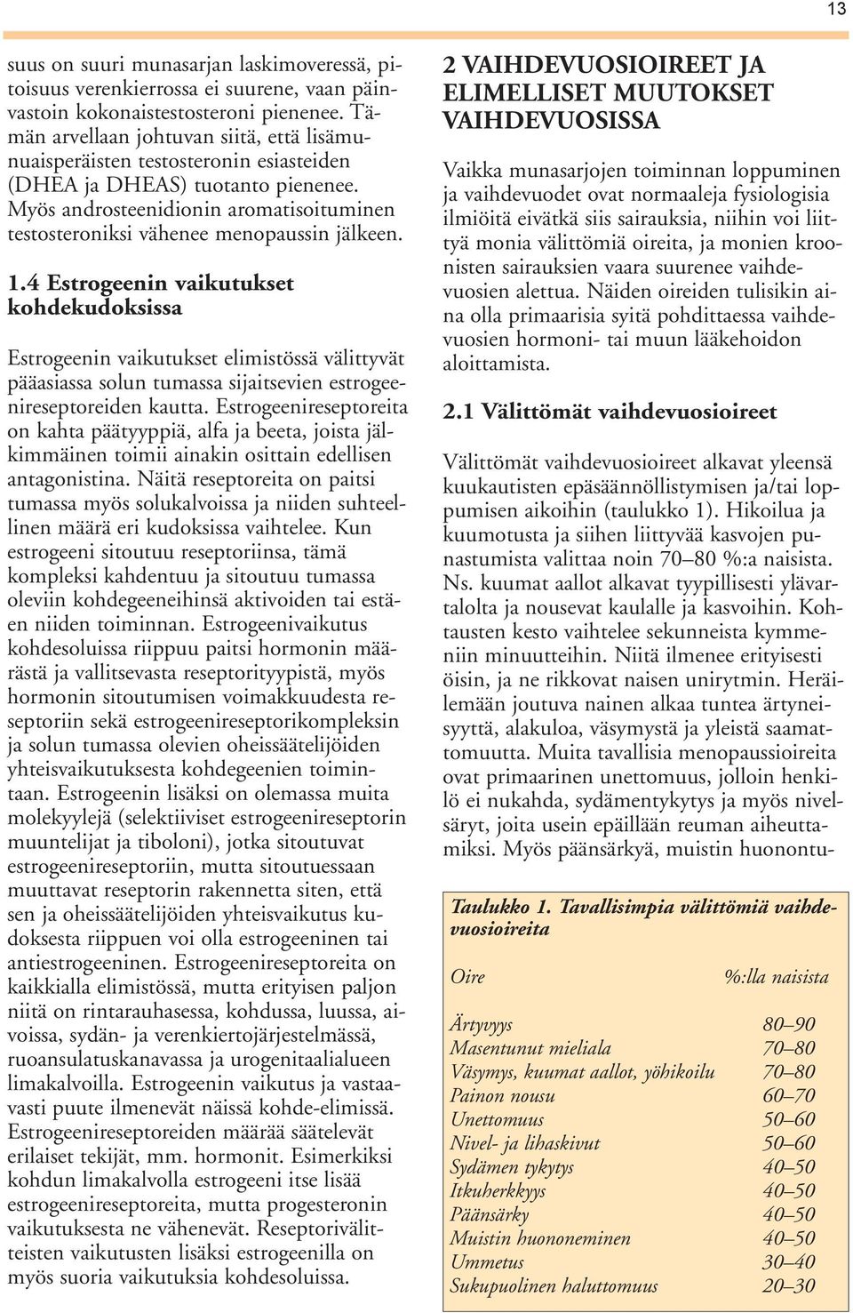 Myös androsteenidionin aromatisoituminen testosteroniksi vähenee menopaussin jälkeen. 1.