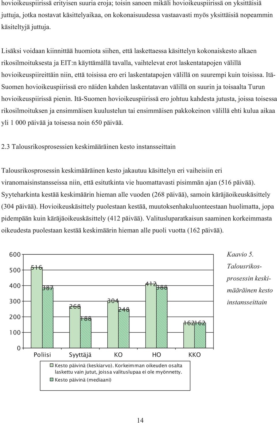 Lisäksi voidaan kiinnittää huomiota siihen, että laskettaessa käsittelyn kokonaiskesto alkaen rikosilmoituksesta ja EIT:n käyttämällä tavalla, vaihtelevat erot laskentatapojen välillä