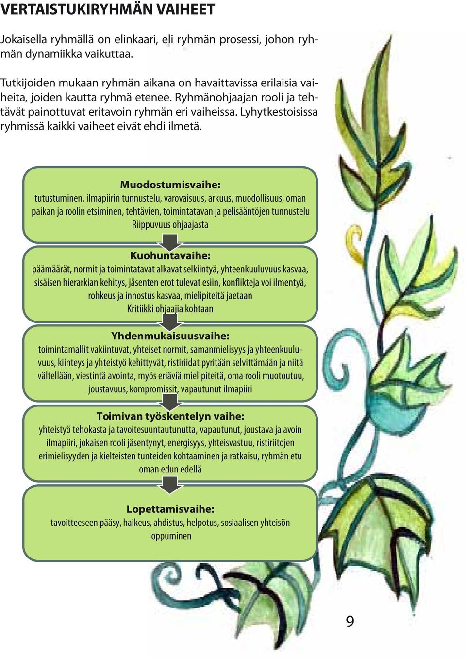 Lyhytkestoisissa ryhmissä kaikki vaiheet eivät ehdi ilmetä.