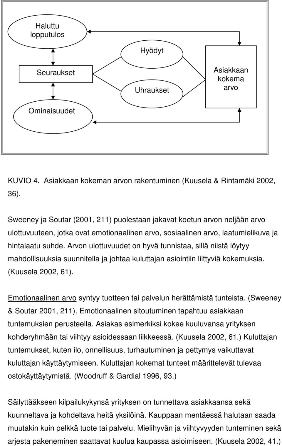 Arvon ulottuvuudet on hyvä tunnistaa, sillä niistä löytyy mahdollisuuksia suunnitella ja johtaa kuluttajan asiointiin liittyviä kokemuksia. (Kuusela 2002, 61).