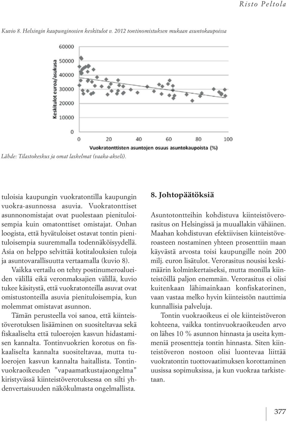 Vuokratonttiset asunnonomistajat ovat puolestaan pienituloisempia kuin omatonttiset omistajat. Onhan loogista, että hyvätuloiset ostavat tontin pienituloisempia suuremmalla todennäköisyydellä.