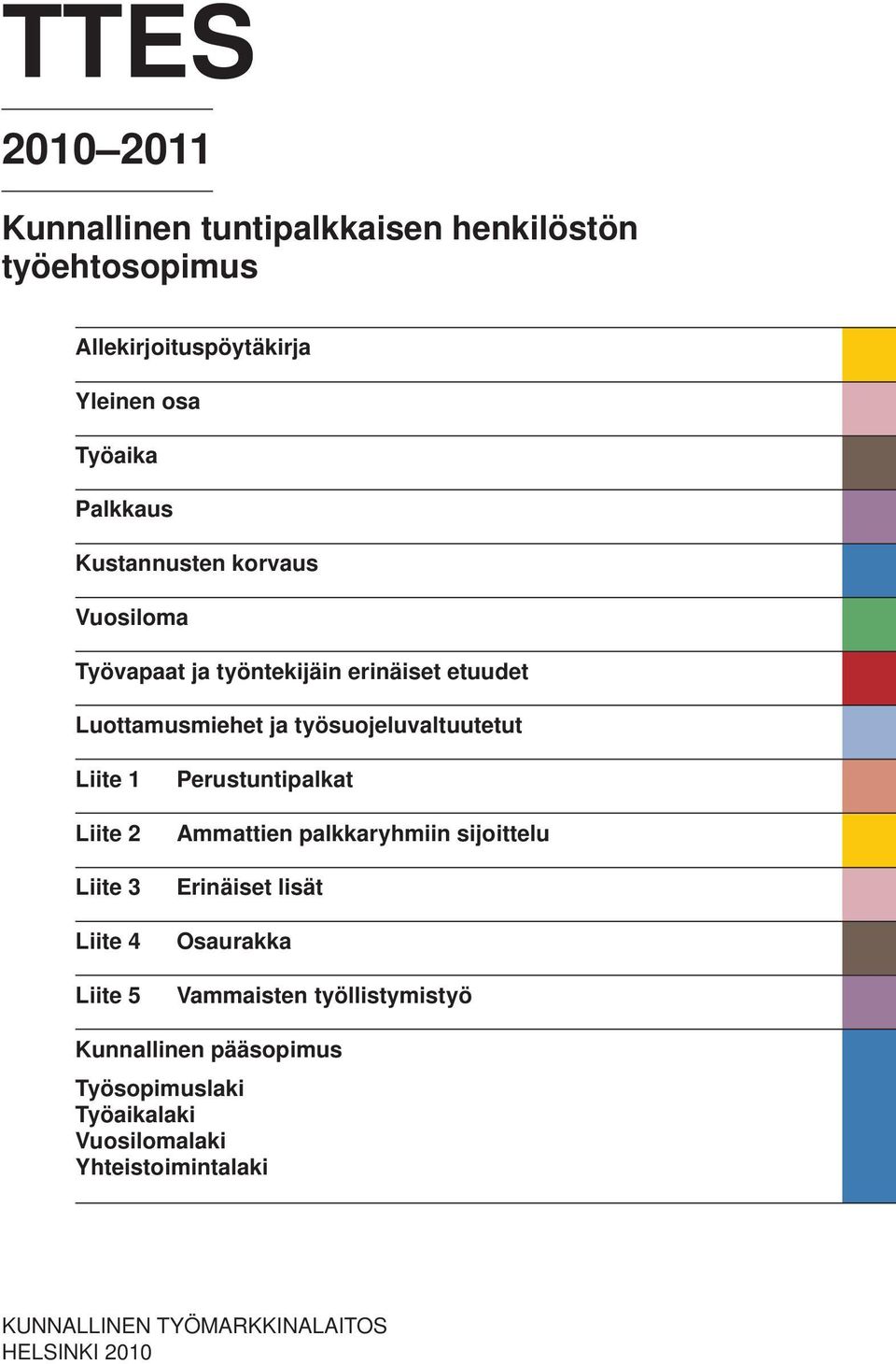 Liite 2 Liite 3 Liite 4 Liite 5 Perustuntipalkat Ammattien palkkaryhmiin sijoittelu Erinäiset lisät Osaurakka Vammaisten