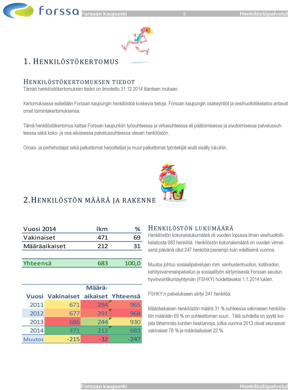 Tämä henkilöstökertomus kattaa in työsuhteessa ja virkasuhteessa eli päätoimisessa ja sivutoimisessa palvelussuhteessa sekä koko- ja osa-aikaisessa palvelussuhteessa olevan henkilöstön.