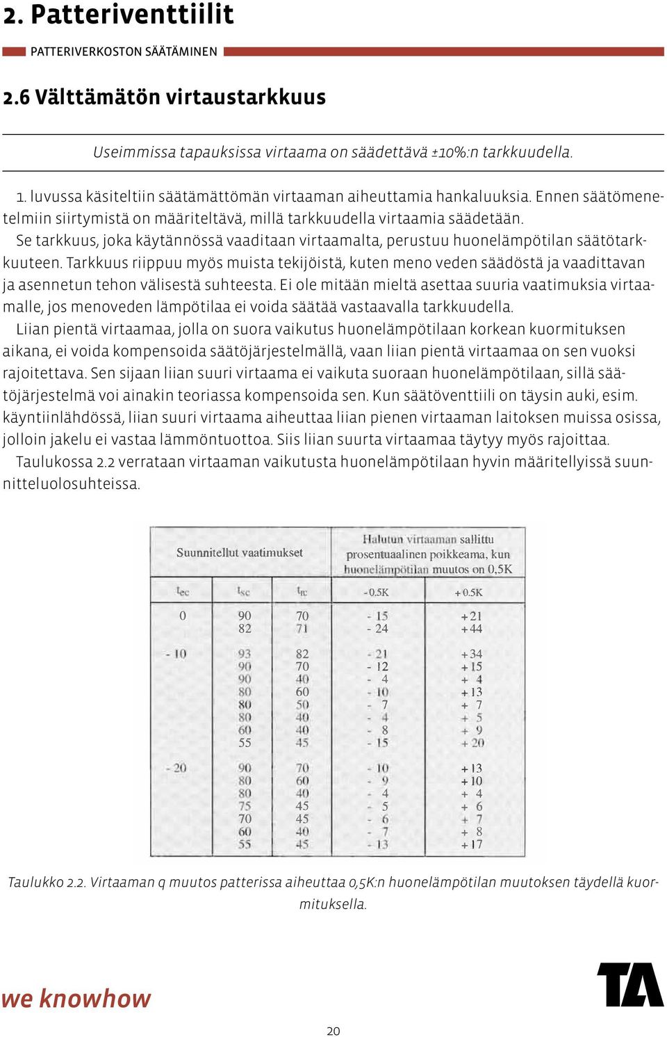 säätömenetelmiin siirtymistä on määriteltävä, millä tarkkuudella virtaamia säädetään. 1.