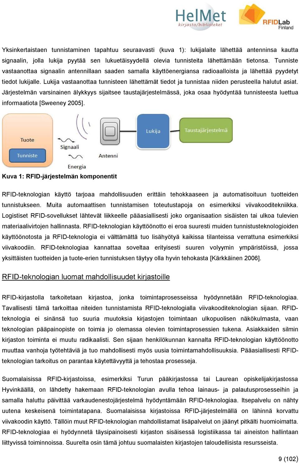Lukija vastaanottaa tunnisteen lähettämät tiedot ja tunnistaa niiden perusteella halutut asiat.