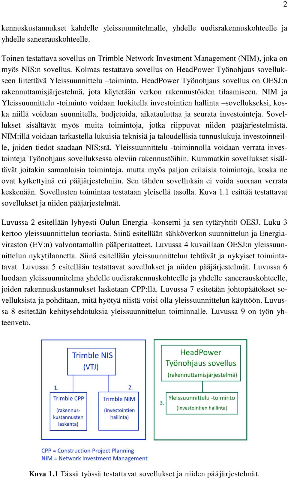 Kolmas testattava sovellus on HeadPower Työnohjaus sovellukseen liitettävä Yleissuunnittelu toiminto.