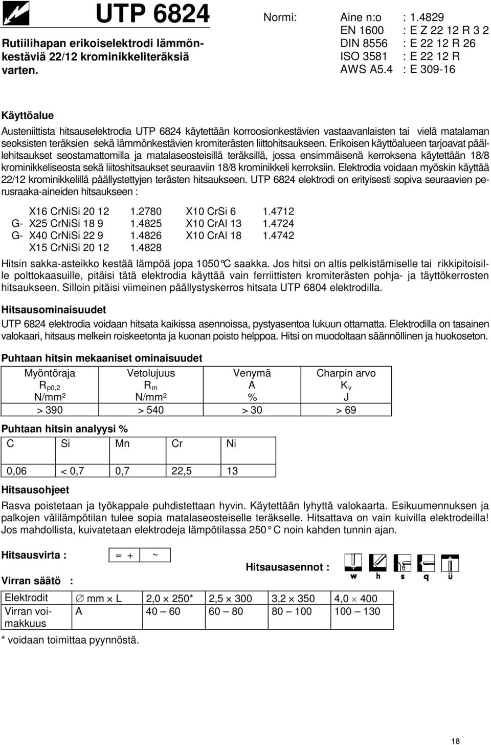 Erikoisen käyttöalueen tarjoavat päällehitsaukset seostamattomilla ja matalaseosteisillä teräksillä, jossa ensimmäisenä kerroksena käytettään 18/8 krominikkeliseosta sekä liitoshitsaukset seuraaviin