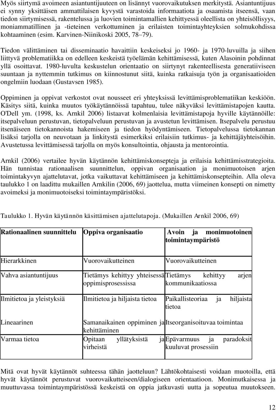 yhteisöllisyys, moniammatillinen ja -tieteinen verkottuminen ja erilaisten toimintayhteyksien solmukohdissa kohtaaminen (esim. Karvinen-Niinikoski 2005, 78 79).