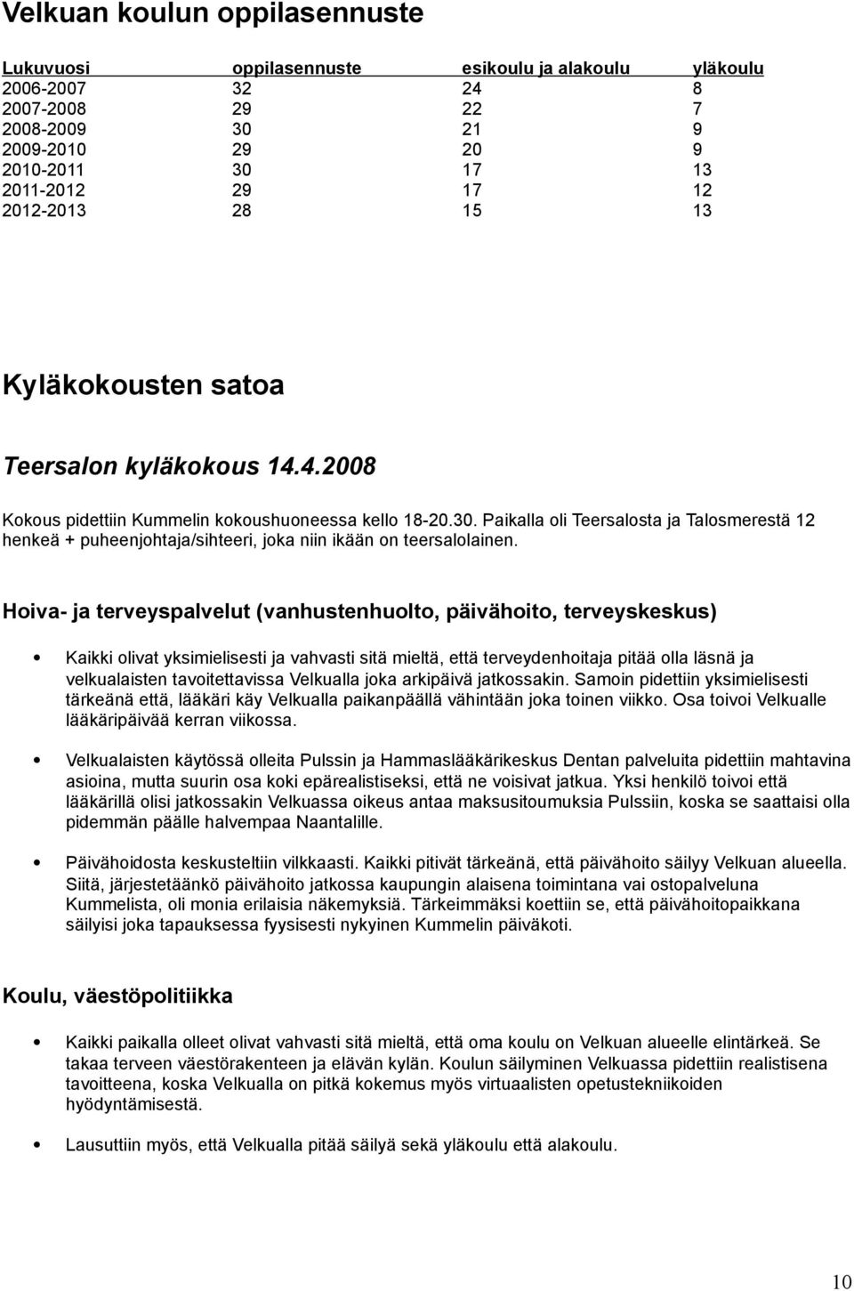 Paikalla oli Teersalosta ja Talosmerestä 12 henkeä + puheenjohtaja/sihteeri, joka niin ikään on teersalolainen.